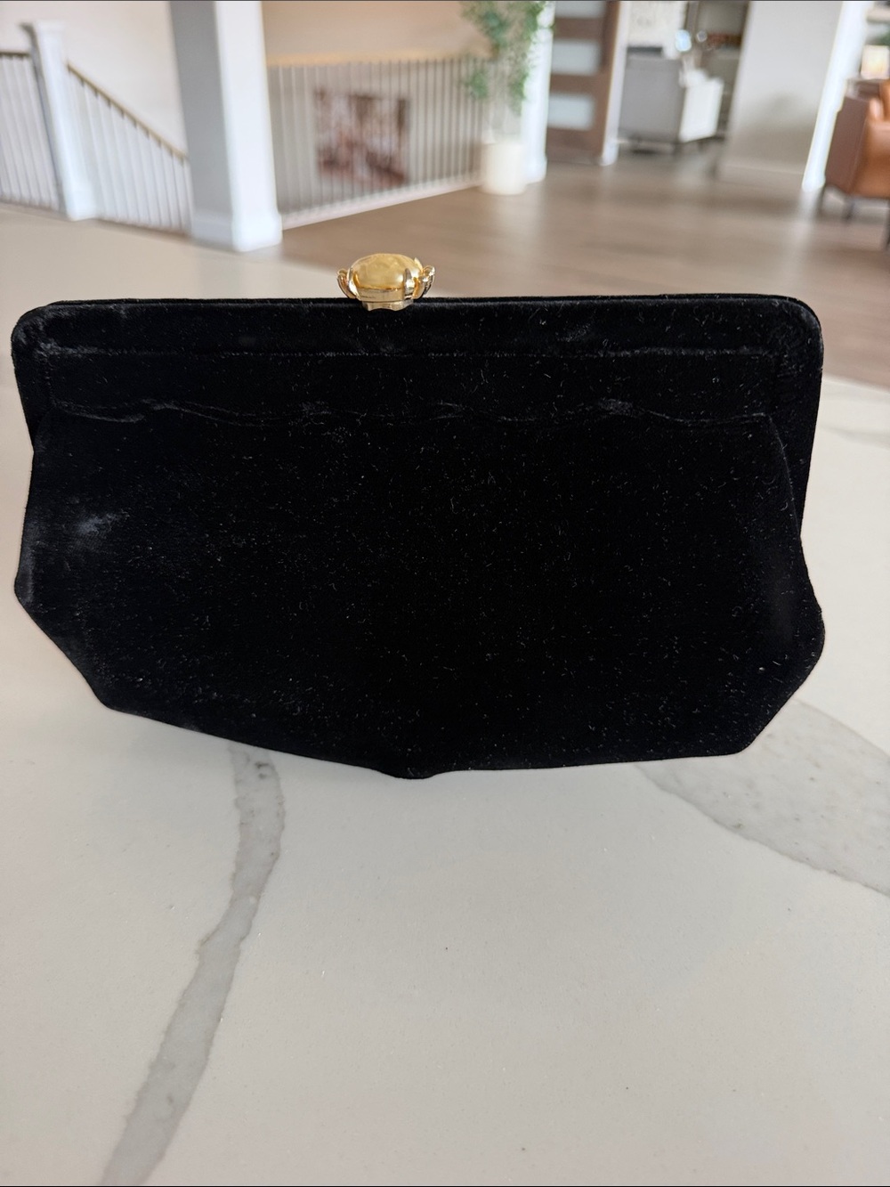 MM Morris Moskowitz Black Evening Clutch Purse 9.5” Black Velvet w/Mini